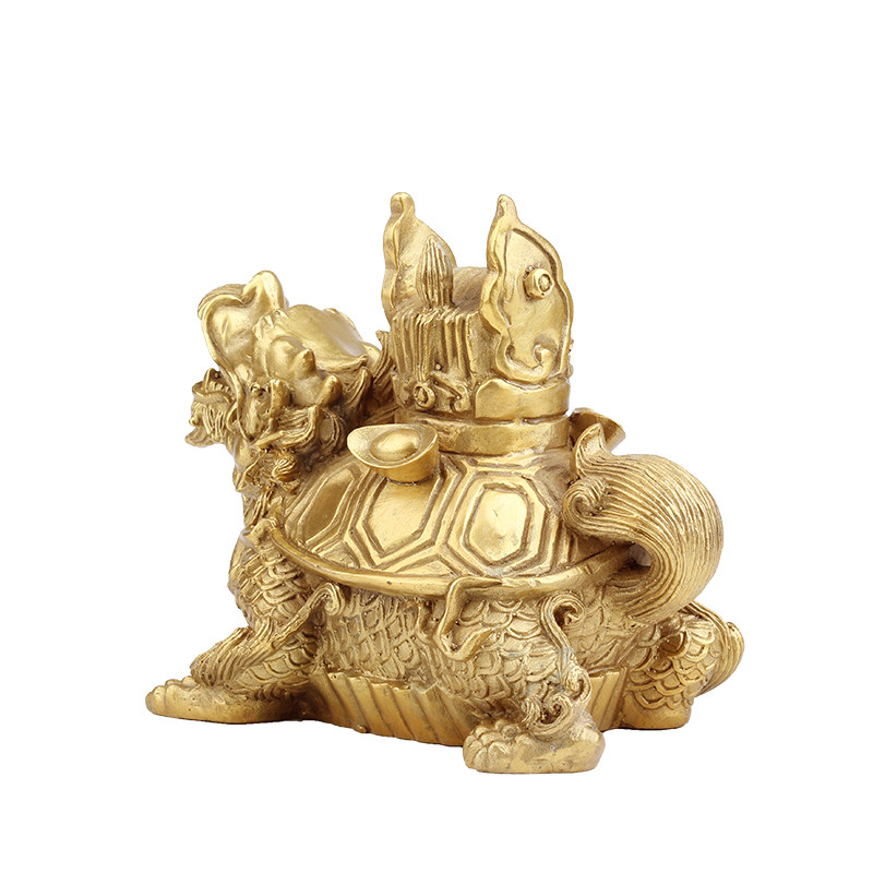纯铜家居风水金榜学业功名官运官帽龟背三元龙龟背摆件