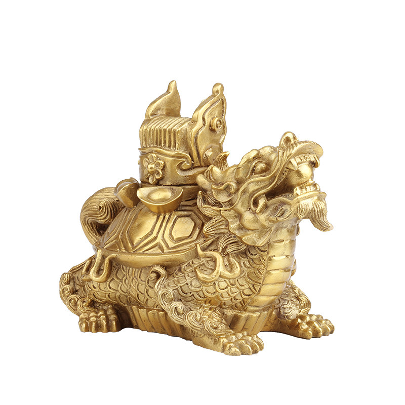 纯铜家居风水金榜学业功名官运官帽龟背三元龙龟背摆件