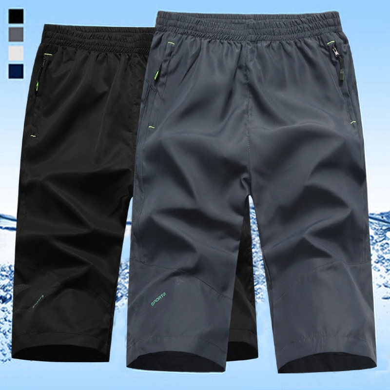 夏季宽松休闲运动大码七分裤男士短裤速干薄款7分沙滩裤中裤夏天
