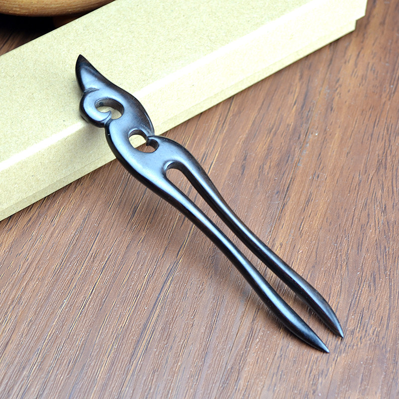 天然双钗汉服木质发饰古典大号发簪古风发钗发饰