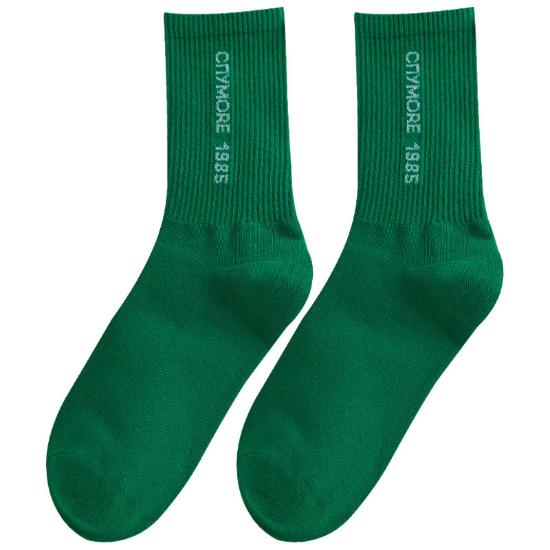 筒袜绿色袜子袜子女女中ins潮外网红夏季薄款中筒袜