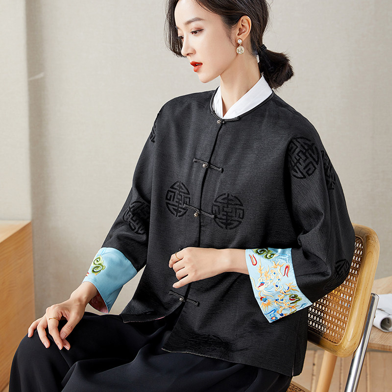 wt0301新中式唐装改良中式秋季重工短外套定位刺绣上衣