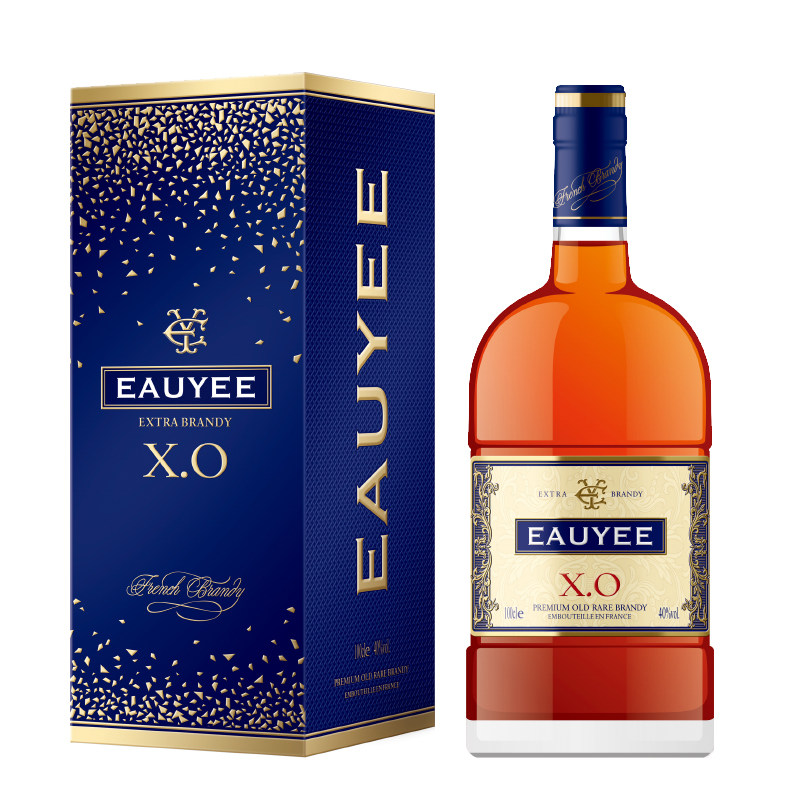 2支法国原瓶进口eauyeexo白兰地1l每支extra白兰地