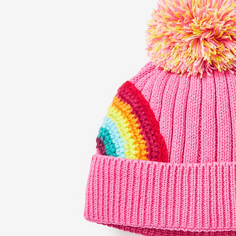 现货针织秋冬保暖彩虹帽子瓢虫英国宝宝进口帽子