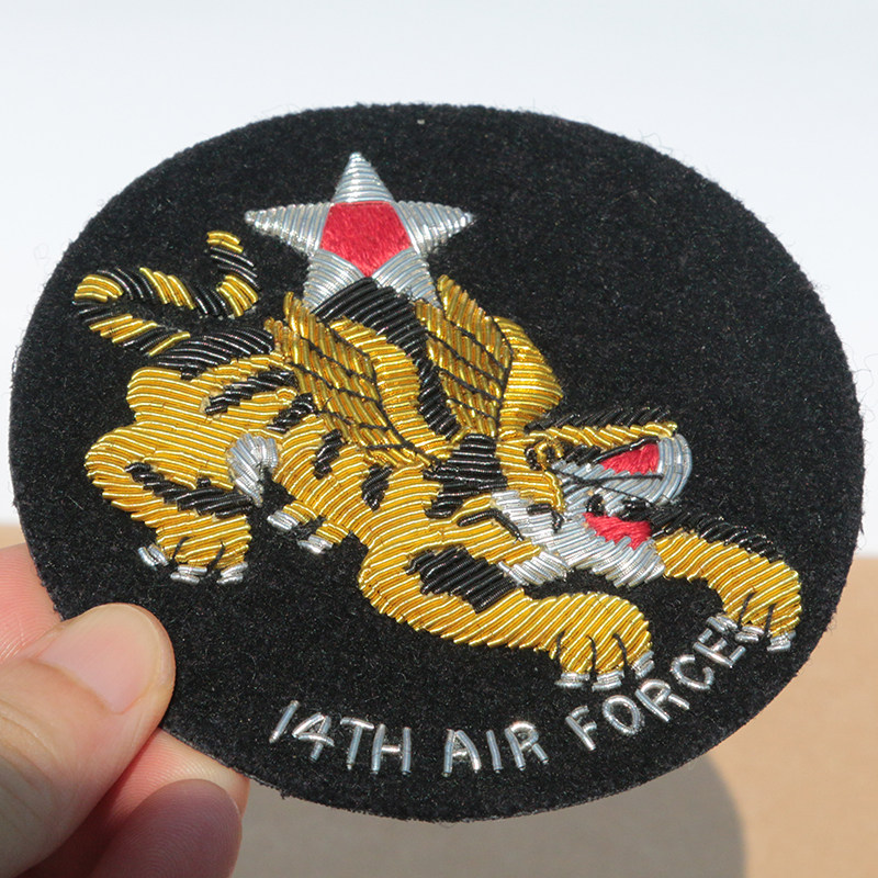 秋千进口印度丝手工刺绣徽章胸章飞虎队飞行服高档魔术贴布贴臂章