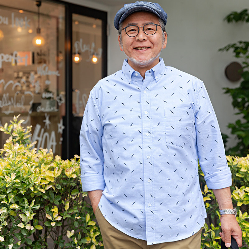 爸爸衬衫中老年长袖衬衣春秋爷爷老人春装纯棉衬衫