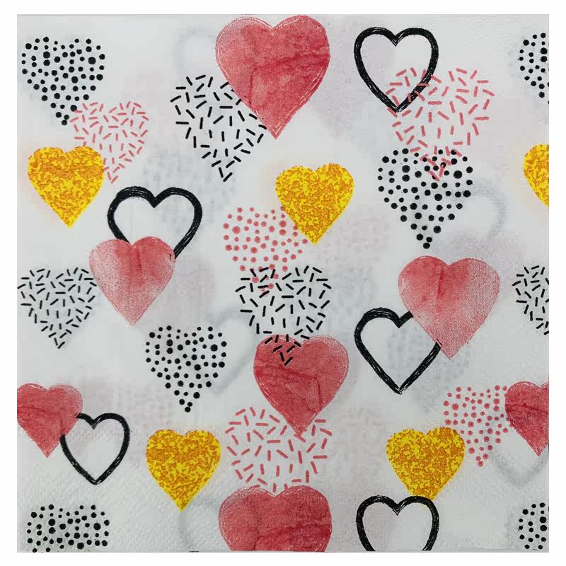 kstyle爱心彩色餐巾纸印花纸巾酒店餐厅甜品摆台装饰酒杯花纸20张