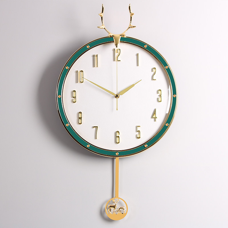 北欧鹿头钟表挂钟家用客厅轻奢时尚个性创意挂钟