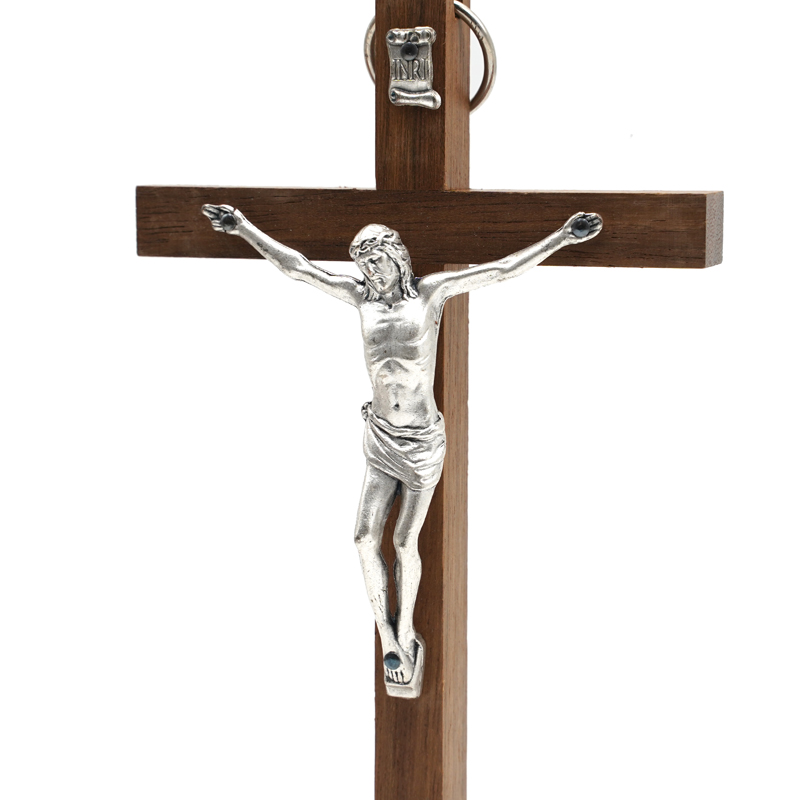 天主教手持十字架祈祷意大利胡桃木合金耶稣橄榄木挂件意卡米诺