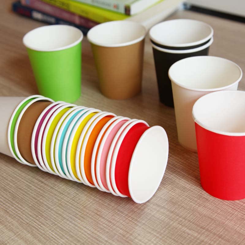 一次性彩色纸杯杯子1000只幼儿园手工纯色水杯大红纸杯