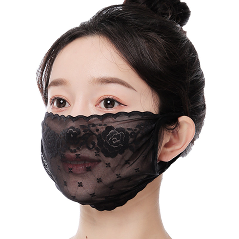 春夏季单层蕾丝女士口罩性感时尚韩版防尘防风口罩