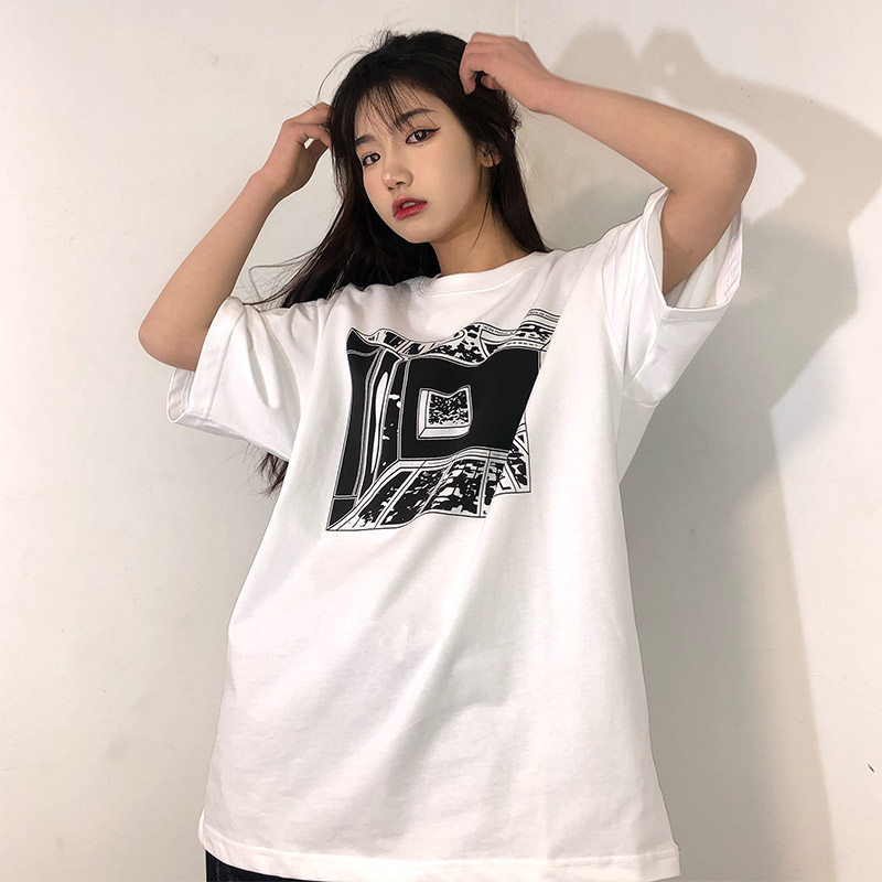 LIFE CAVEMPT复古抽象隧道印花短袖男女 日潮原宿风T恤情侣半袖潮