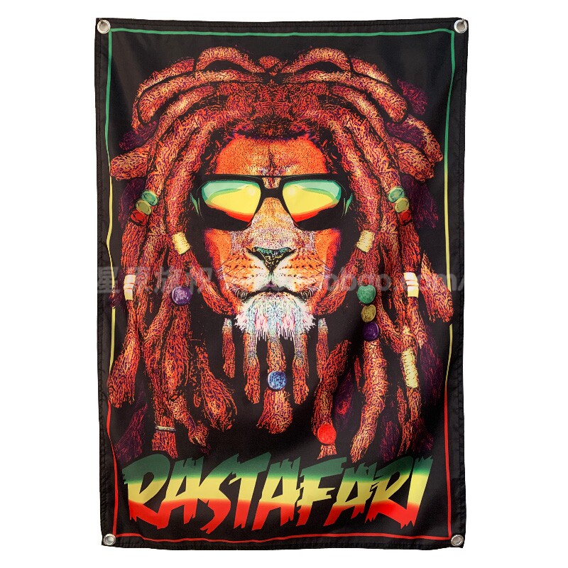 雷鬼reggae主题酒吧民宿纹身脏辫工作室小店挂旗壁饰