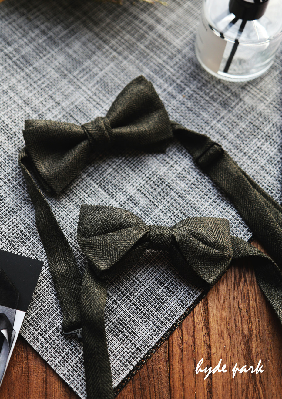 海德公园领结男士复古古着英伦vintage毛呢棉麻领结