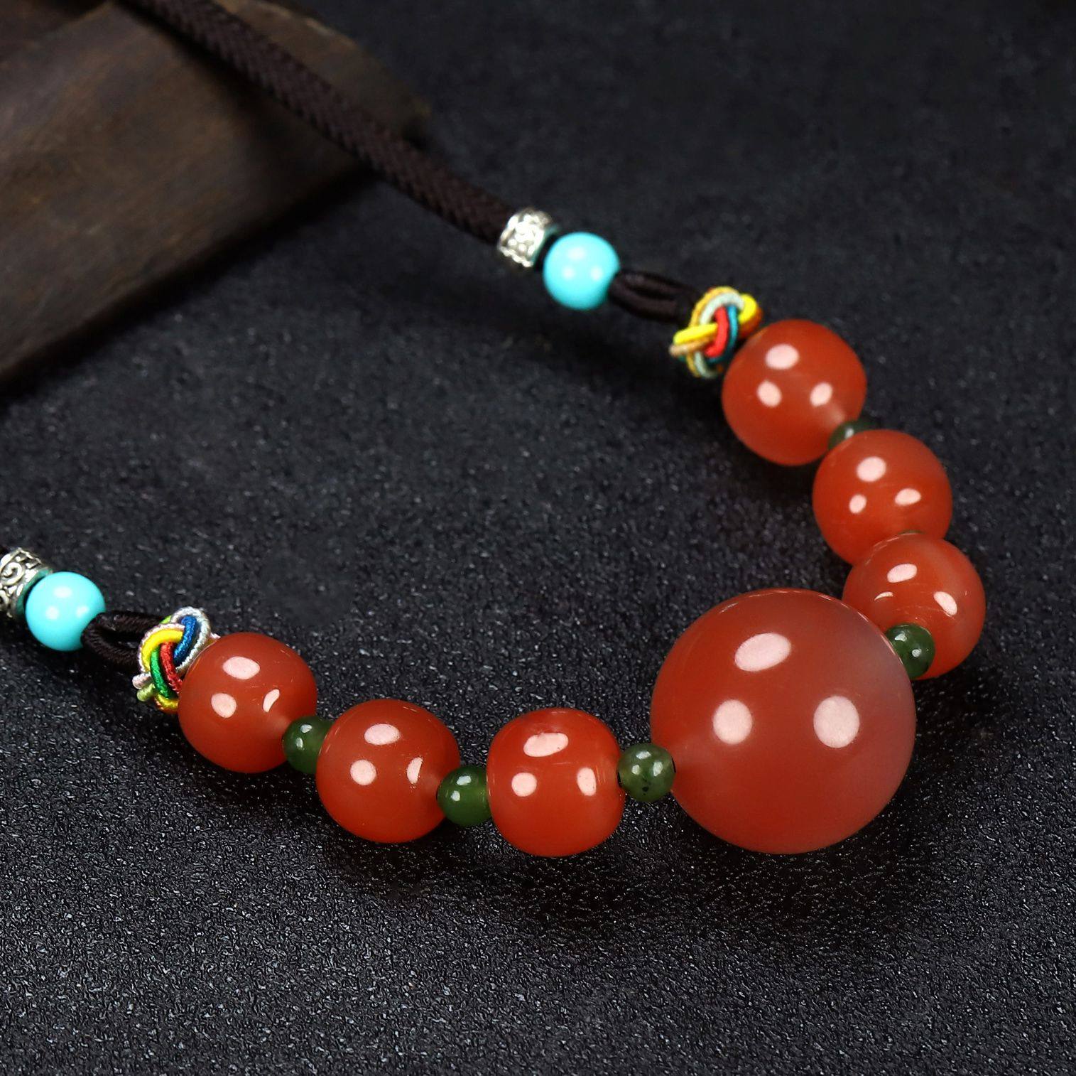 圆珠南红项链正品天然凉山原石玛瑙毛衣女士项坠