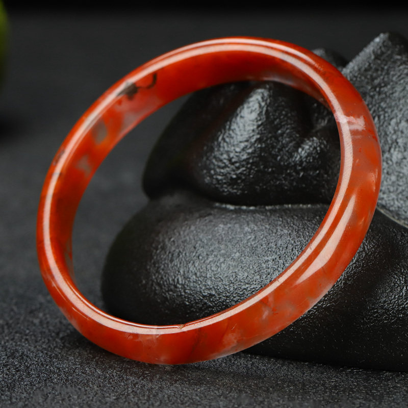 南红手镯墨雨轩天然凉山玛瑙冰飘正品玉镯内径手镯