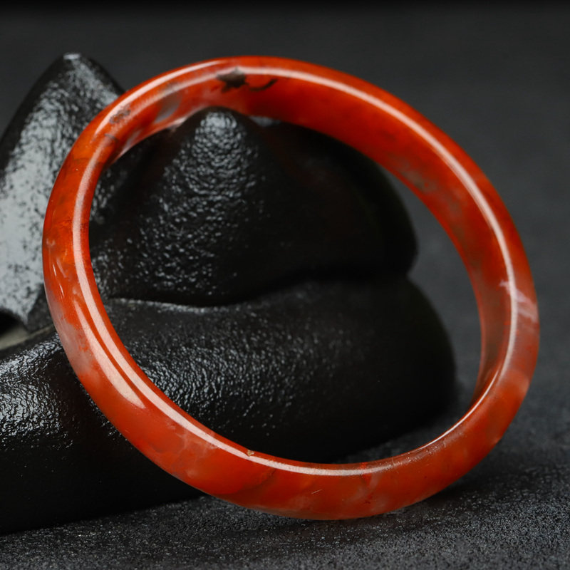 南红手镯墨雨轩天然凉山玛瑙冰飘正品玉镯内径手镯