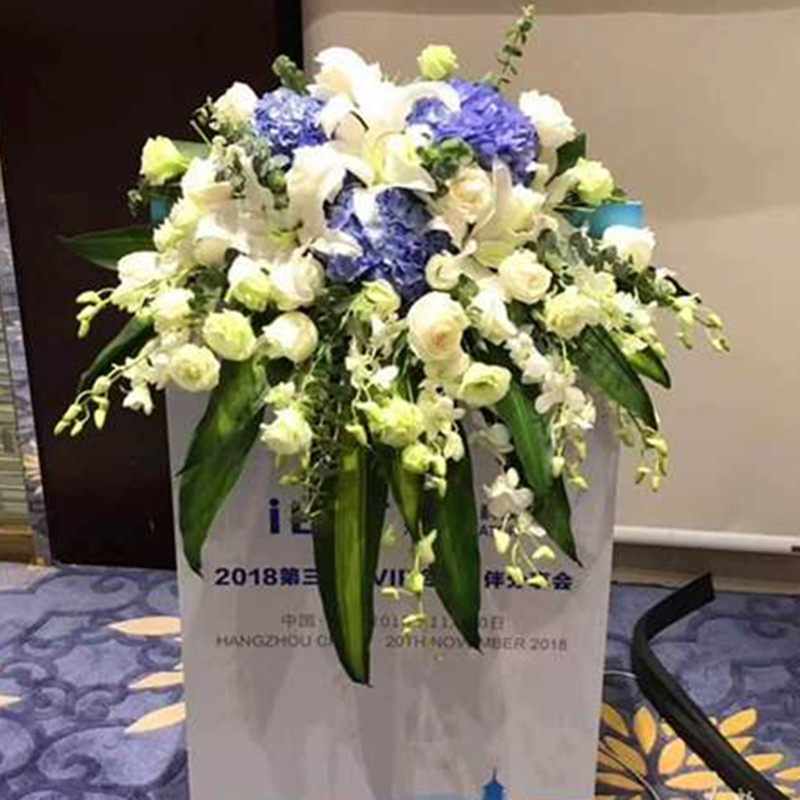 讲台花会议桌花杭州鲜花速递同城花店送花上门开业庆典发布会订花
