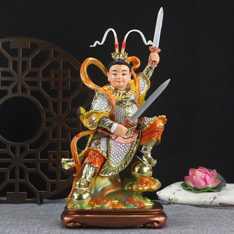 中式寸金木吒哪吒三太太子中坛元帅三台台海摆件