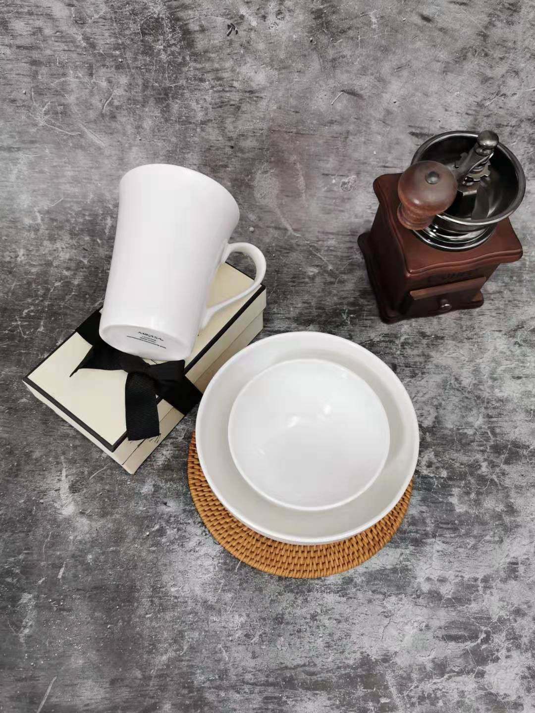 土耳其新款mikasa品牌骨瓷餐具 纯白无铅米饭汤碗 面碗