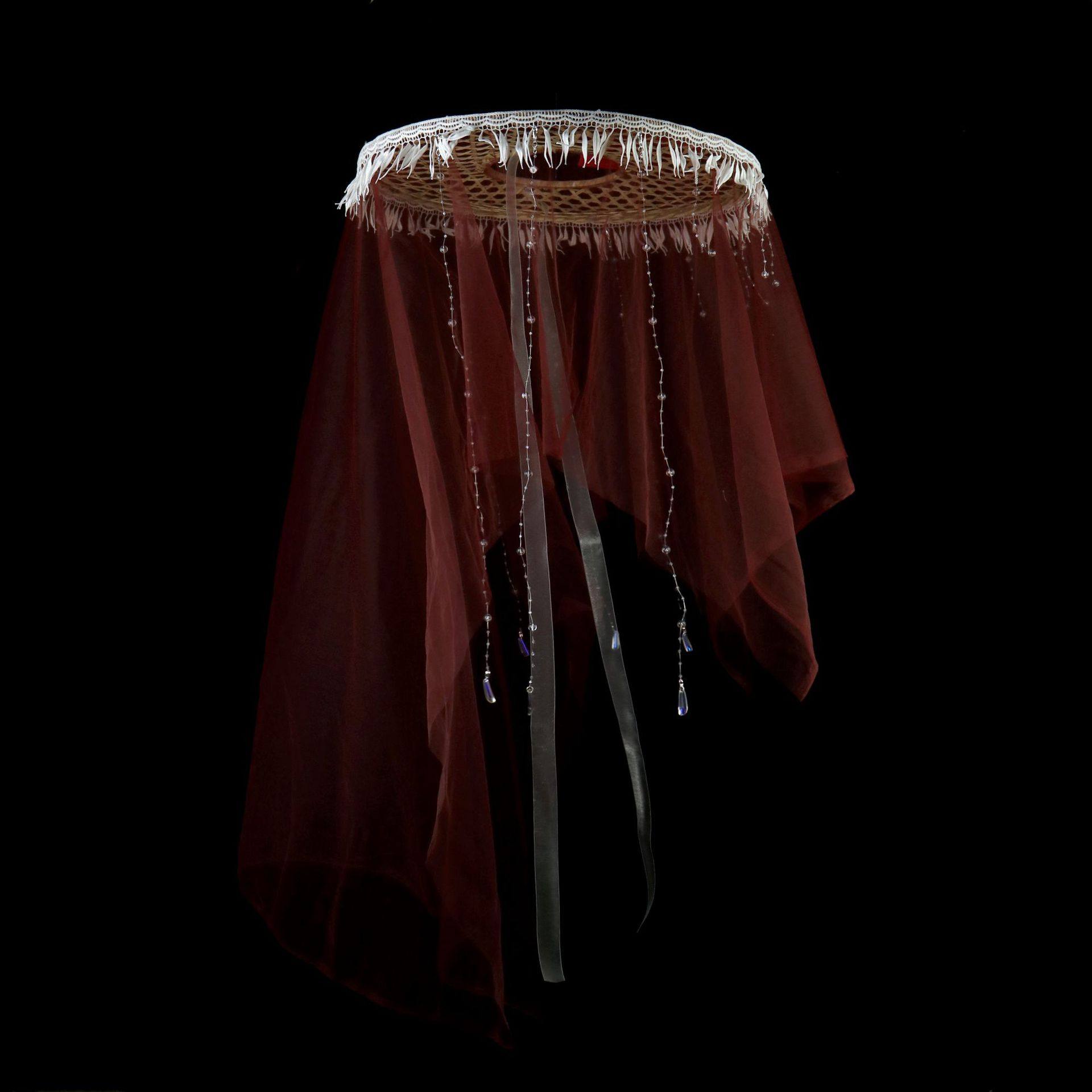 包邮帷幔斗笠汉服饰品写真道具重工水晶斗笠帽幕篱防晒飘逸