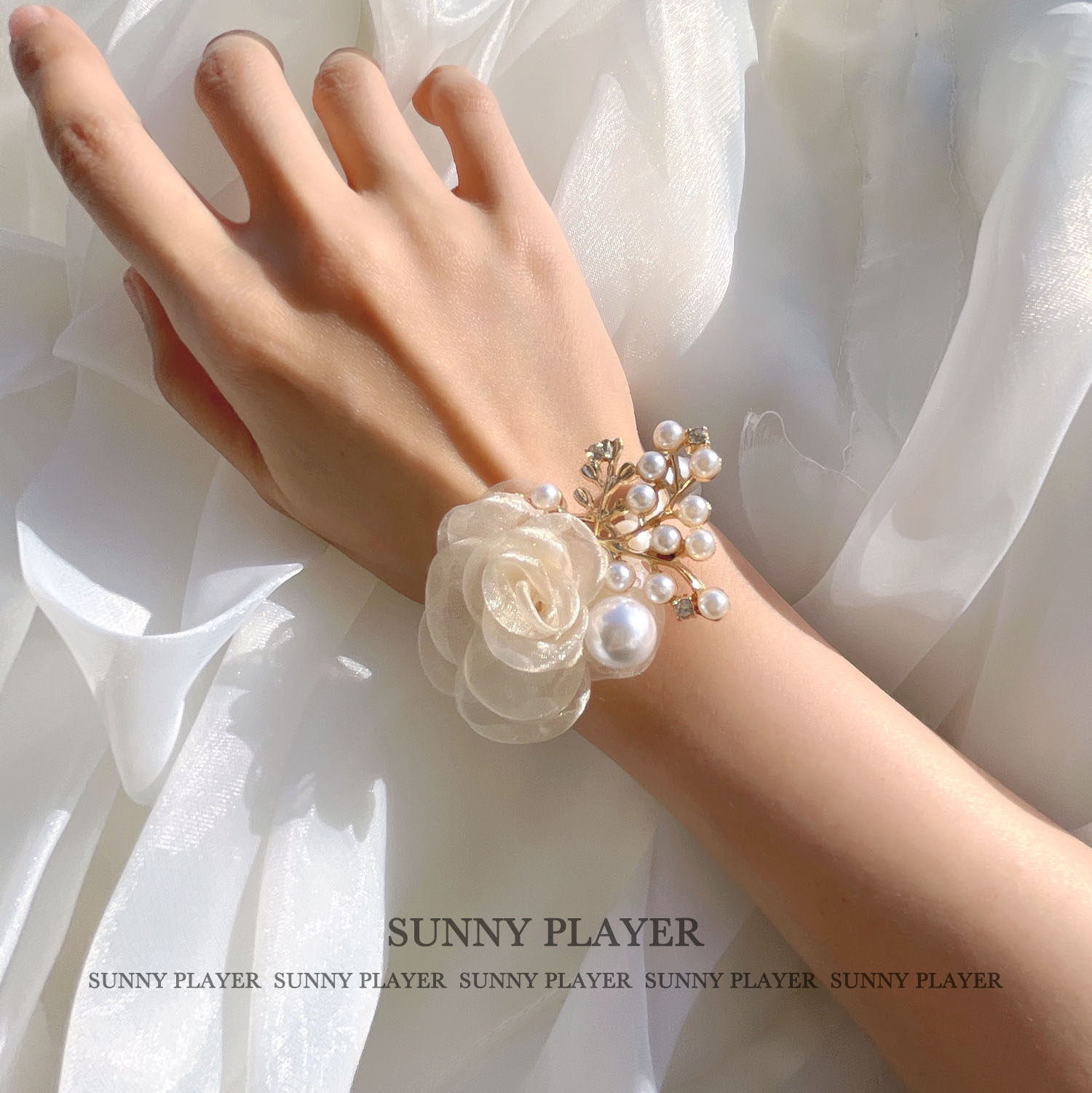 手腕高级婚礼手花姐妹甜美风超ins香槟色新娘手腕花