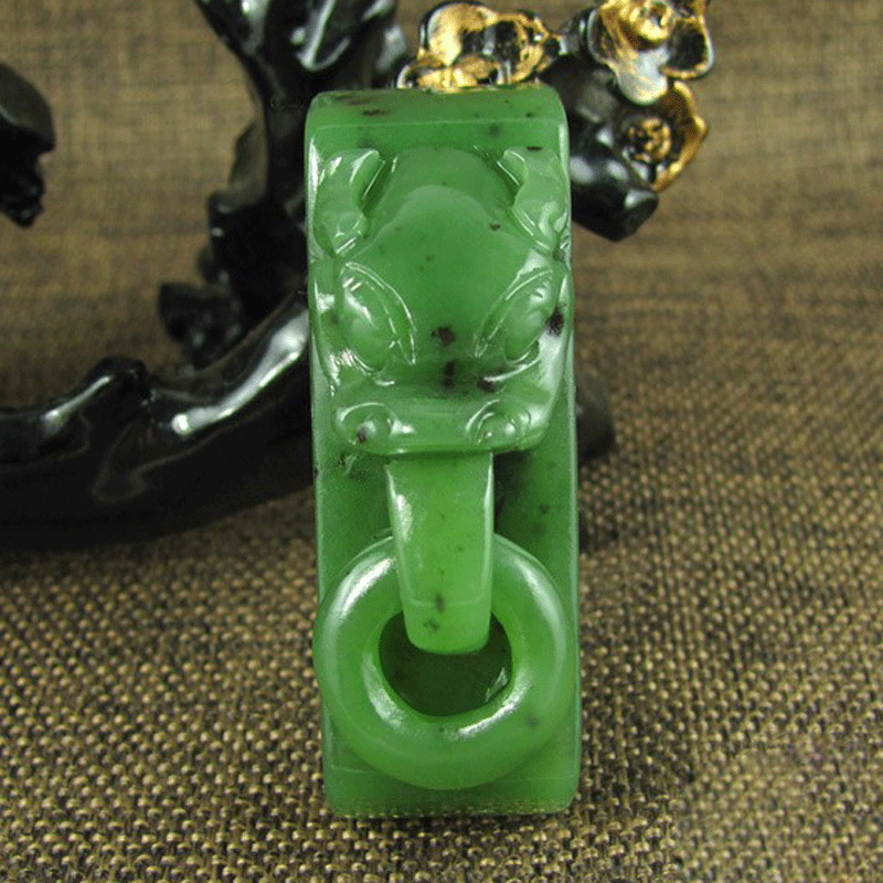 新疆和田貔貅皮带扣天然玉石男士腰佩菠菜绿腰其他