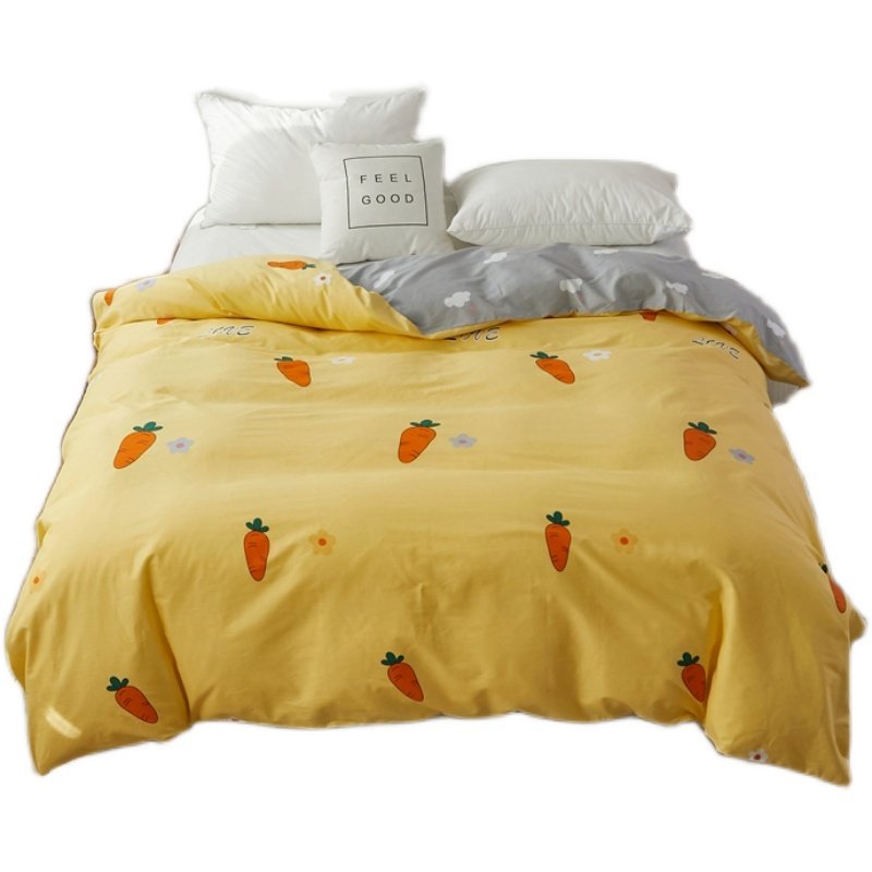 网红单双人学生被罩双人全棉少女胡萝卜黄色ins被套