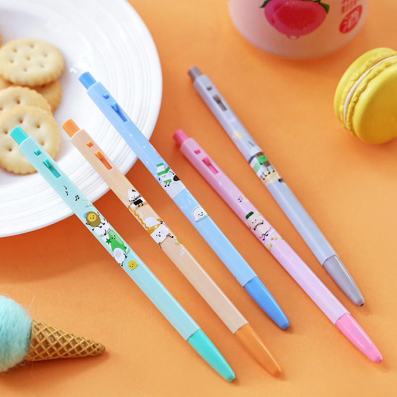 韩国monami那美盒装按动圆珠笔05mm卡通签字笔清新圆珠笔