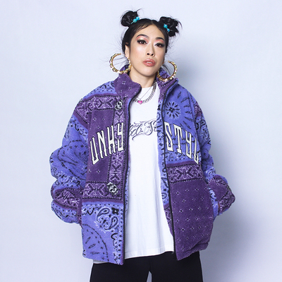 funkystyle冬季复古腰果棉服羊羔外套情侣装休闲加厚潮牌棉衣