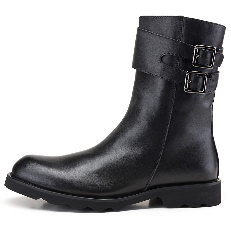 皮靴秋冬韩版潮流男士中筒靴子英伦真皮马丁时装靴