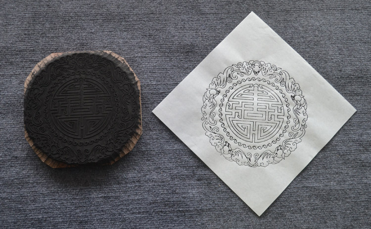 拓印年画活字木雕板拓印板木板五福捧寿万吉图年画