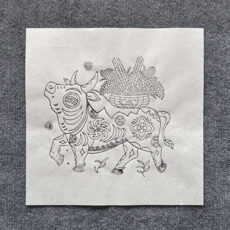 木板年画雕版拓印体验生肖牛年丑牛牛奋新年年画