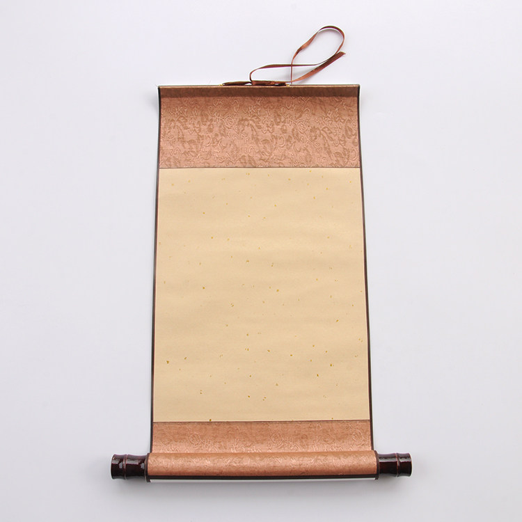 2张包邮 锦绫迷你小卷轴 儿童水墨书法国画剪纸装裱空白宣纸画轴