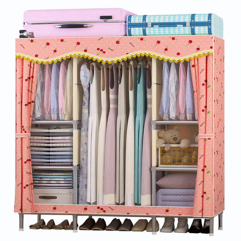 衣柜简易收纳布艺接头加厚钢架固全加固加粗简易衣柜