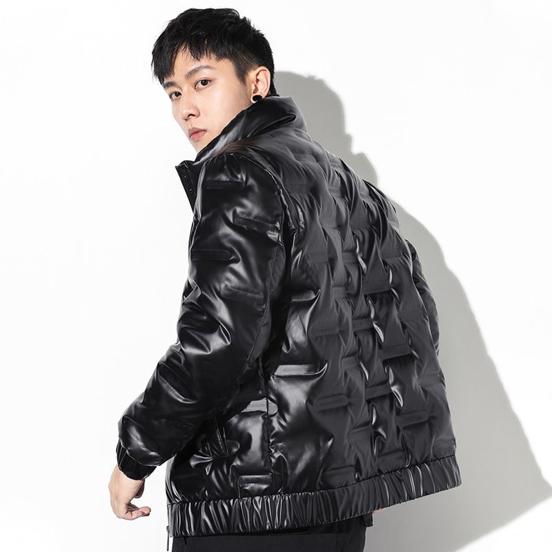 2020新款男装百搭立领冬季保暖亮面羽绒服青年男短款羽绒外套夹克