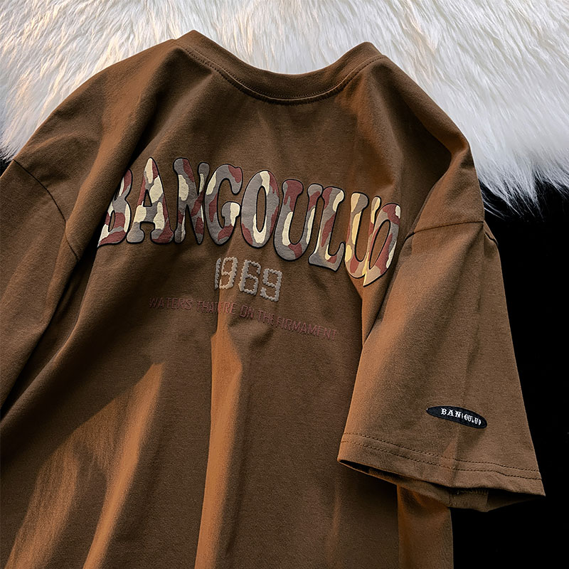 Konggeins复古简约休闲潮牌短袖t恤宽松oversize夏季情侣半袖上衣