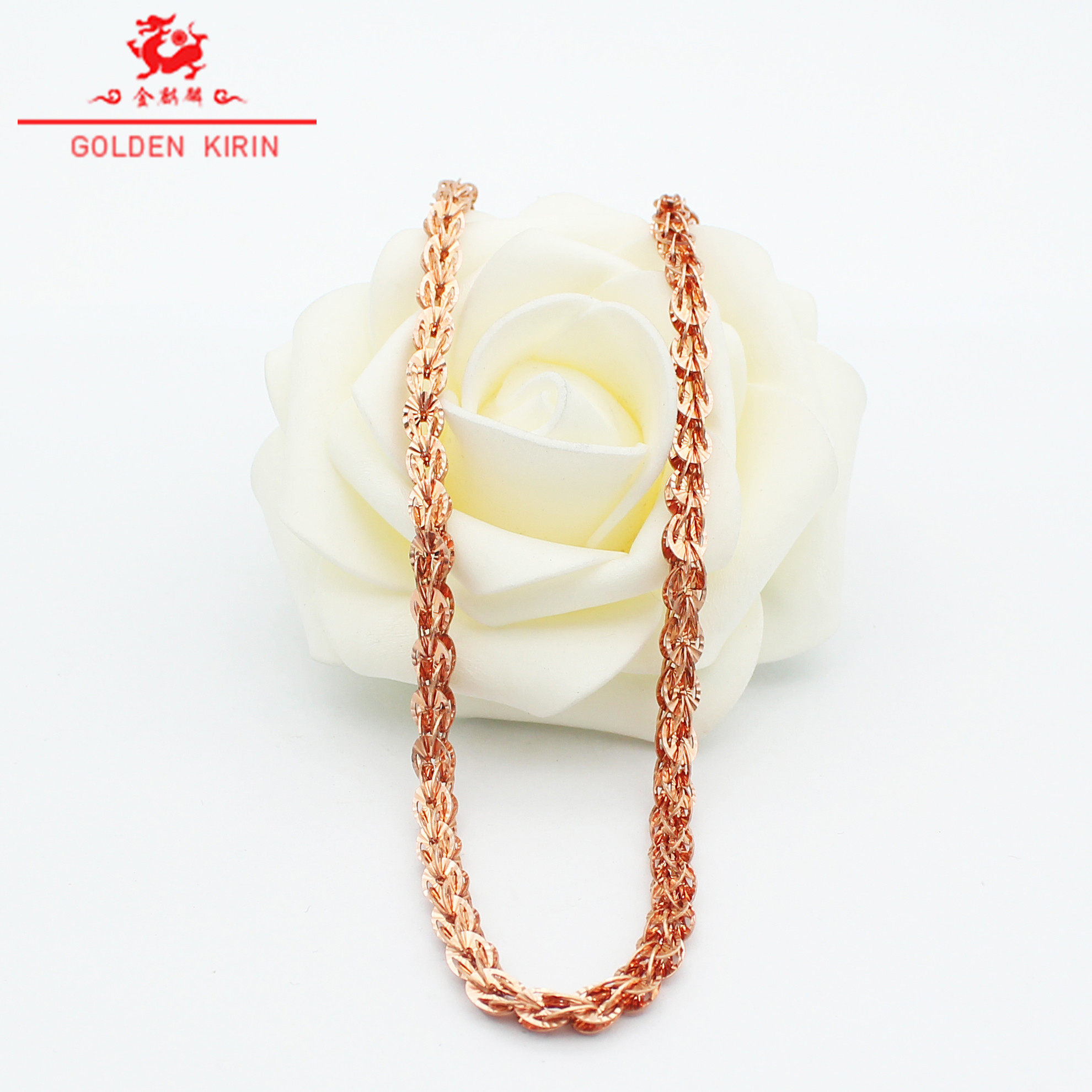 项链俄罗斯紫金14k玫瑰金时尚凤尾新款经典百搭颈饰