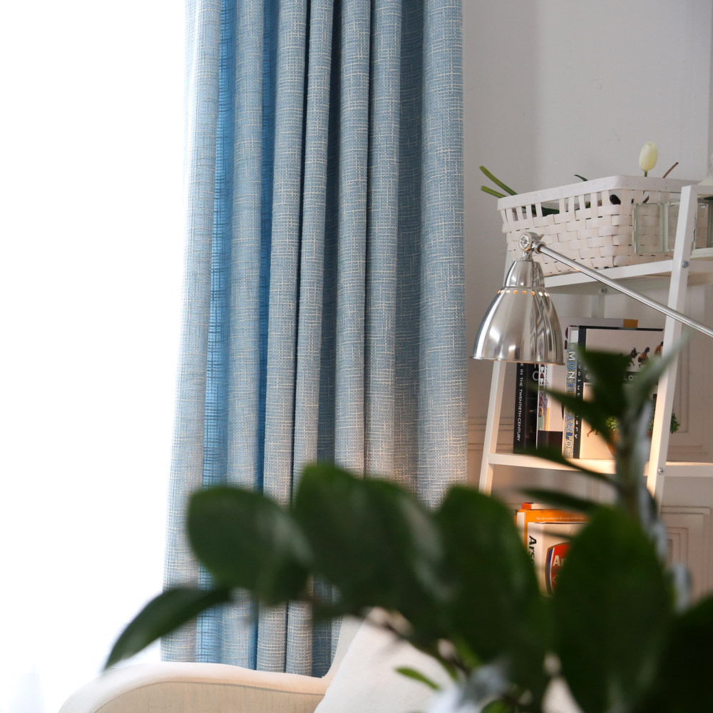 定制简约大气粗麻麻布窗帘布卧室客厅成品窗帘定制窗帘