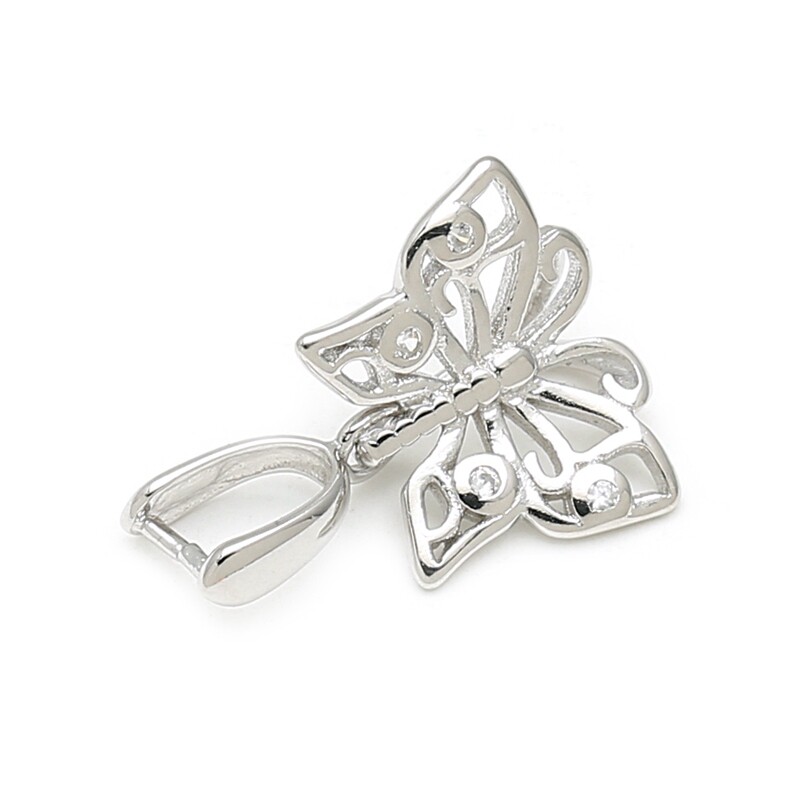 卡扣翡翠夹玉蝴蝶镶钻金镶钻扣头18k纯银s925扣