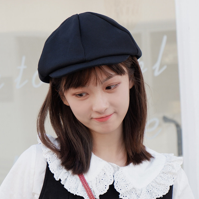 八角女网帽子报童复古戴复古帽女兜斜大帽百搭帽子