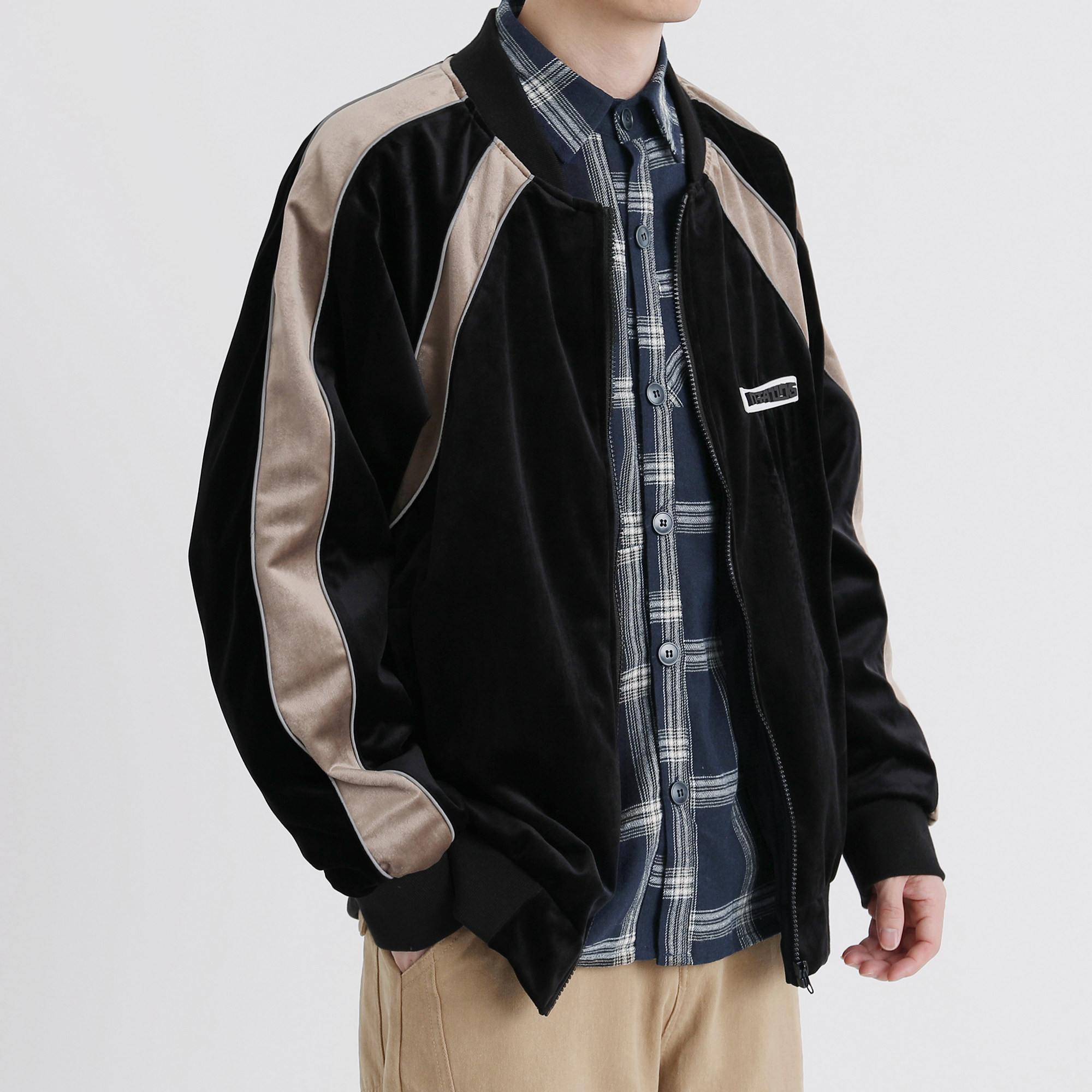 写意男装秋季新款日系复古拼色棒球球衫休闲运动夹克