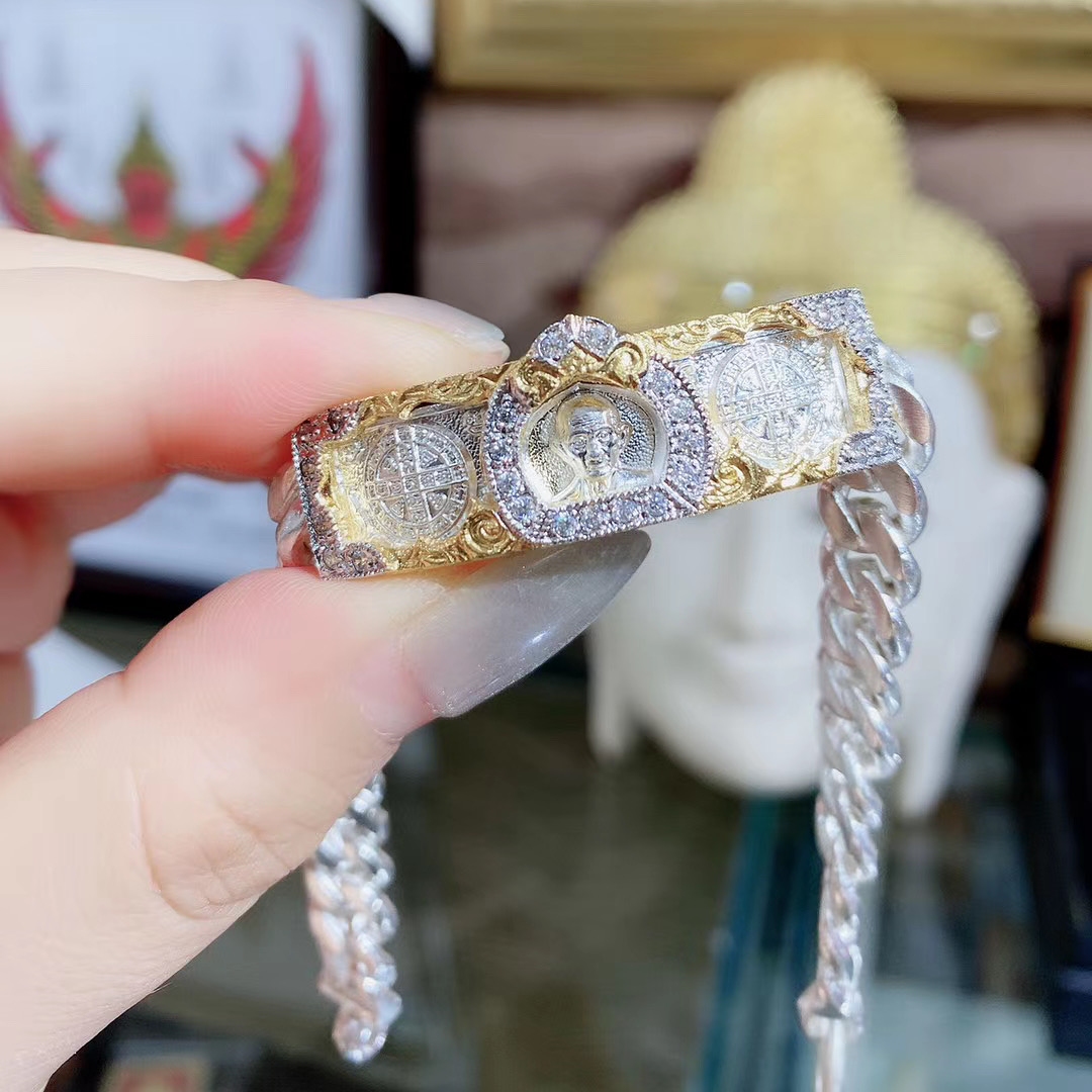 泰国佛牌真品龙婆瑞2561年纯银自身手链正偏健康泰国