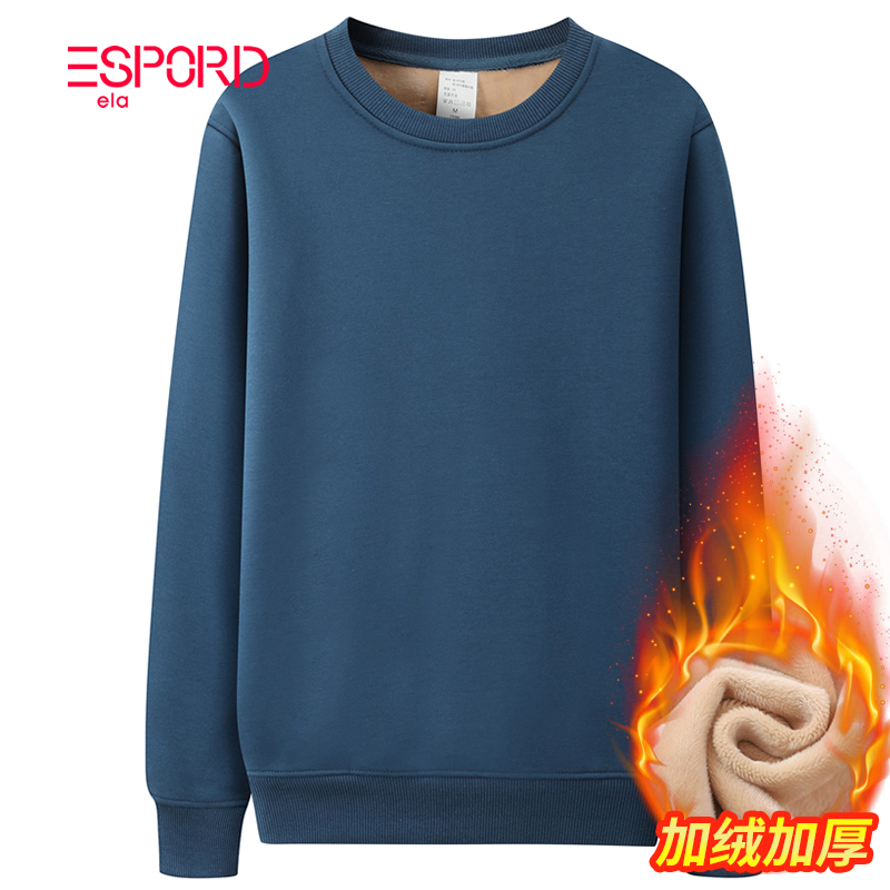 加绒保暖纯棉男士卫衣圆领套头宽松外套加厚秋冬潮牌长袖T恤上衣