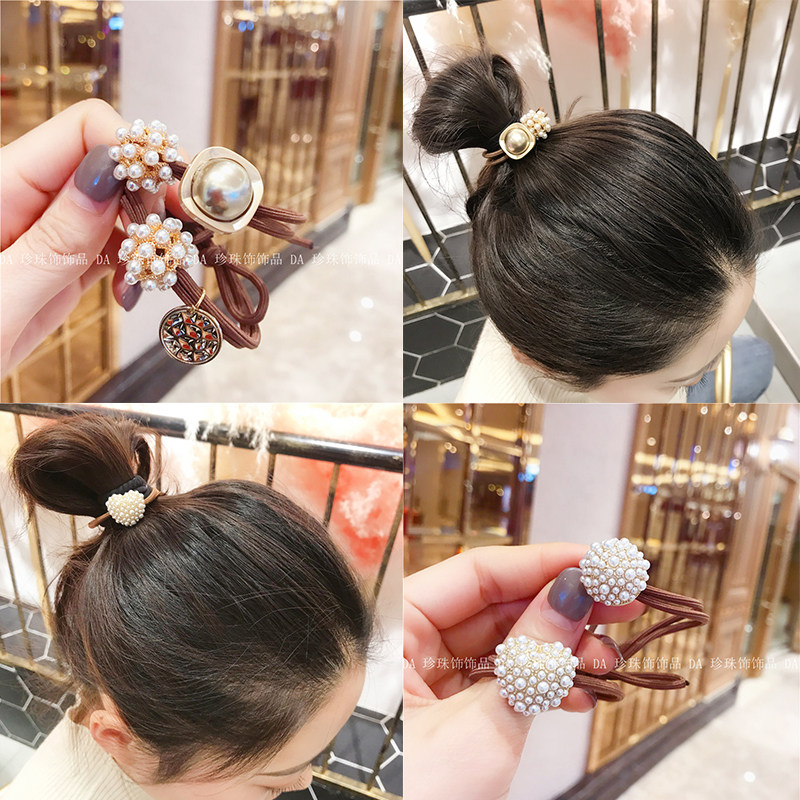 韩国发圈珍珠头绳女简约森女气质爱心皮筋发绳扎丸子头马尾皮套