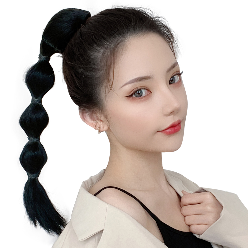抓夹式网红灯笼泡泡辫子 假发女短款自然高马尾麻花辫逼真假发尾