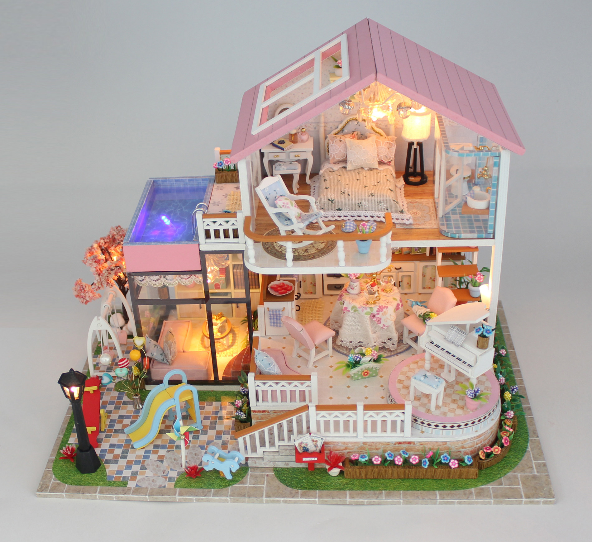优惠券后118元,diy小屋手工房子模型超大别墅豪华公主房创意木质玩具