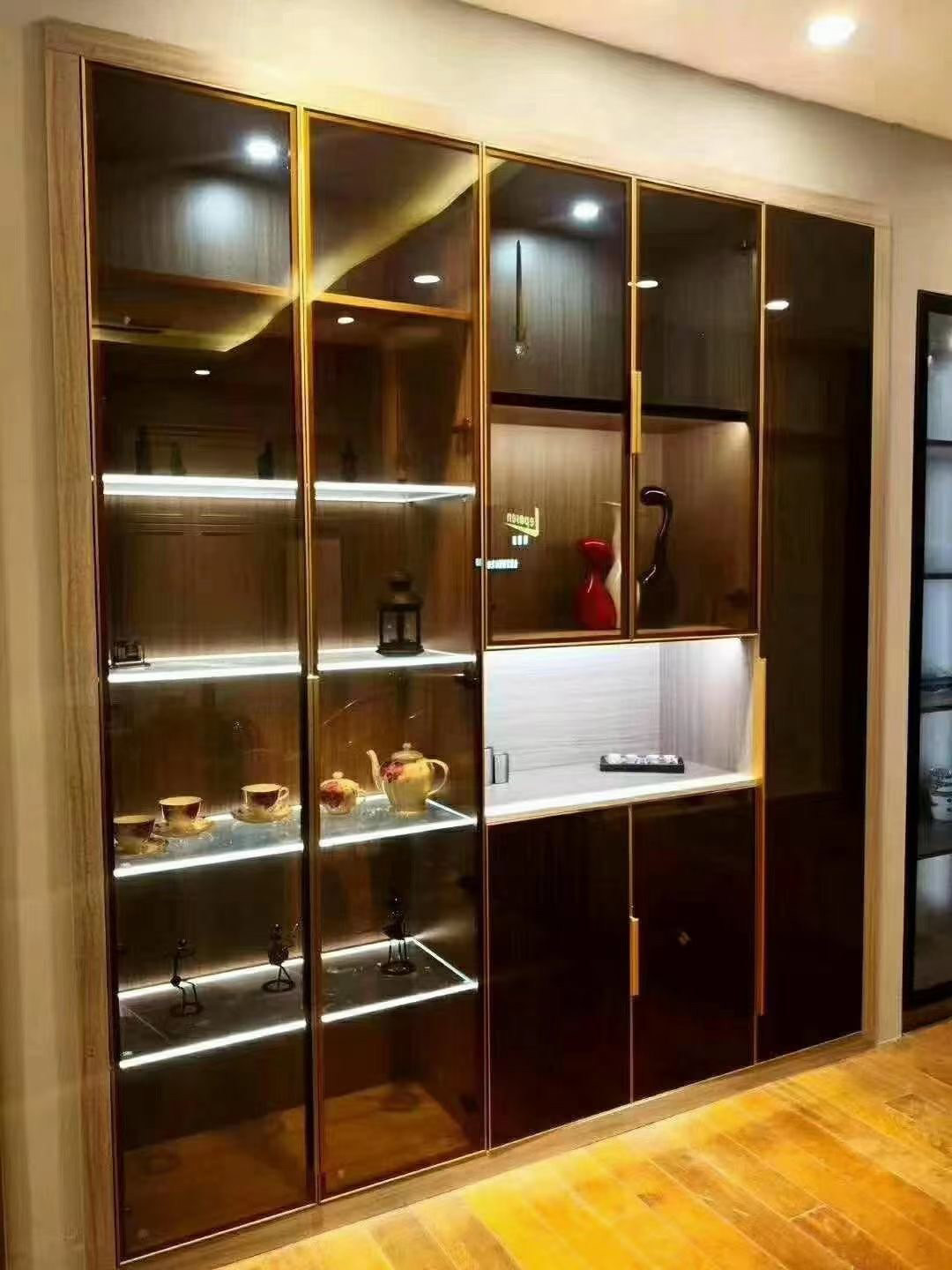 高端铝框门定做衣柜酒柜柜门加厚铝合金轻奢极简门扇