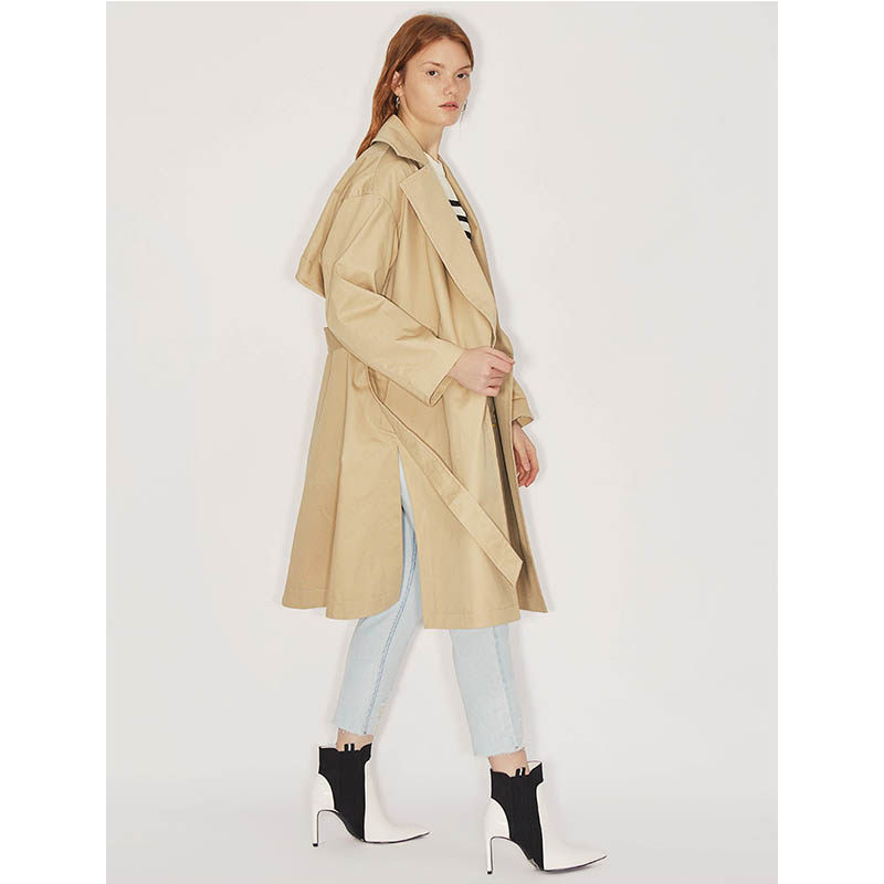 basichouse百家好女装春秋商场同款韩版宽松中长风衣