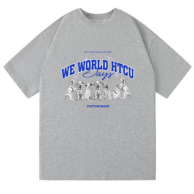 htcu斑点狗logo短袖学院风国潮牌男女夏季简约t恤